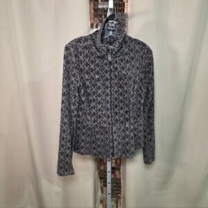 34. Vtg Velvet Print Peplum Zip Up P2P 19-20 L 21